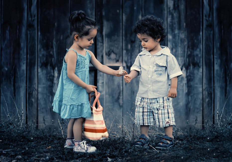 children-sharing-love-dandelion-field