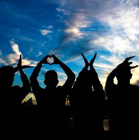 hands-spelling-love-evening-sky